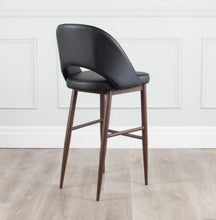 Load image into Gallery viewer, COCO Leatherette Metal Stool Walnut Wood Grain Imprint - Windsorchrome
