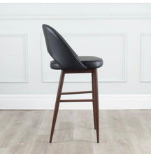 Load image into Gallery viewer, COCO Leatherette Metal Stool Walnut Wood Grain Imprint - Windsorchrome

