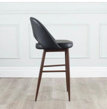 Load image into Gallery viewer, COCO Leatherette Metal Stool Walnut Wood Grain Imprint - Windsorchrome