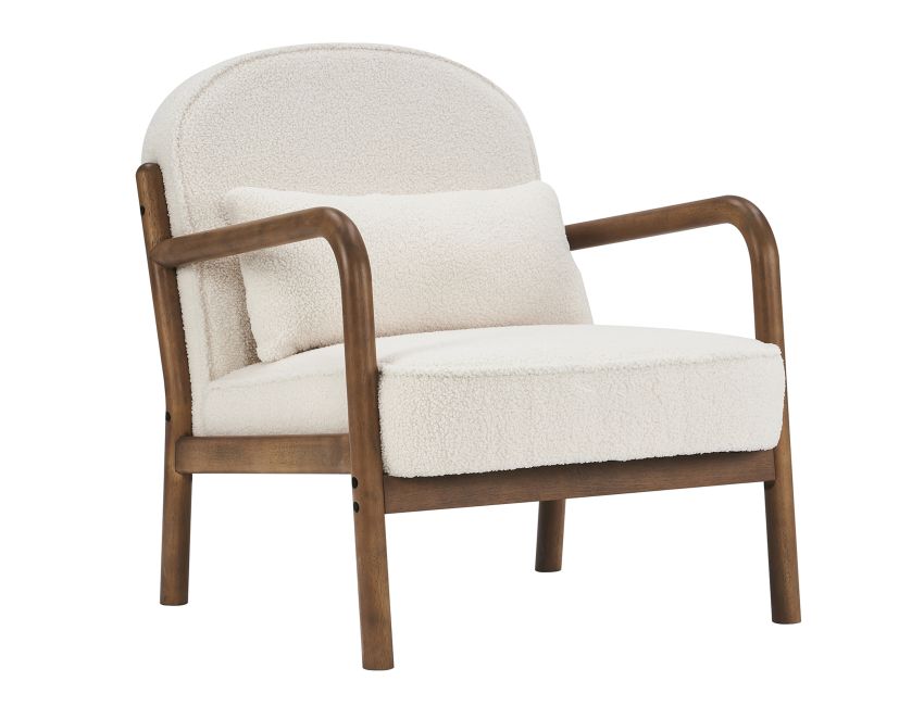 Fani Accent Chair - White Boucle and Walnut