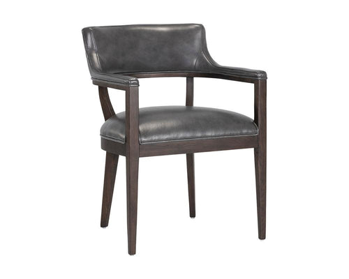 Brylea Dining Armchair - Brown - Brentwood Charcoal Leather - Windsorchrome